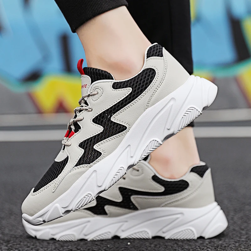 Кроссовки мужские сетчатые дышащие легкие на шнуровке Повседневная Удобная