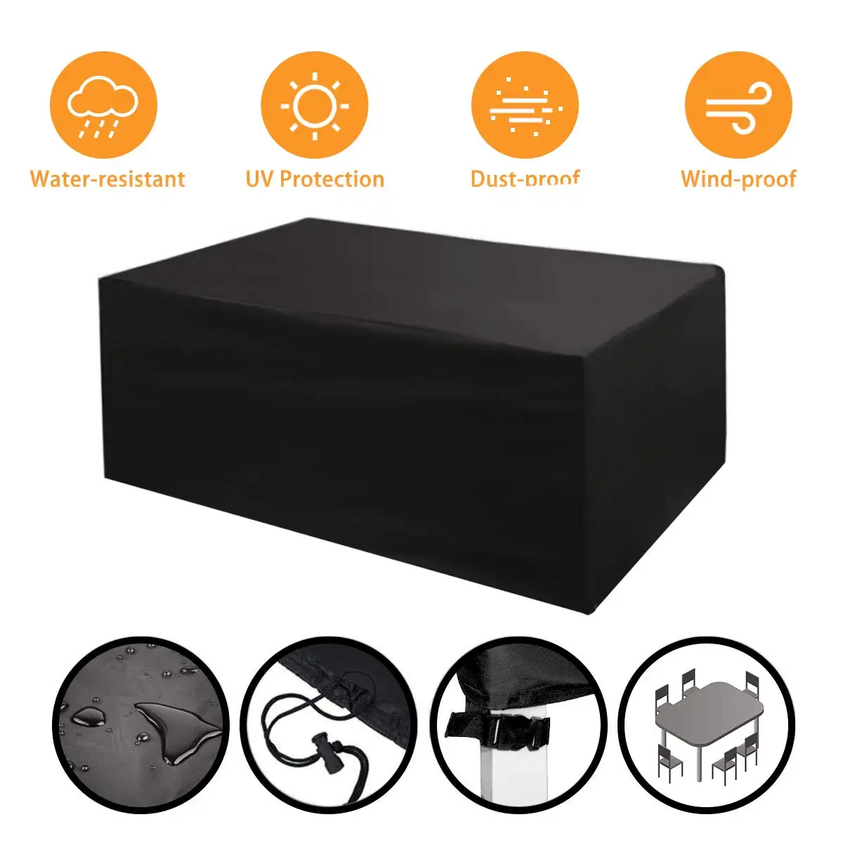 

2.4x1.6x1m Black Outdoor Patio Garden Furniture Waterproof Covers Rain Snow Chair covers for Sofa Table Chair Dust Proof Cover