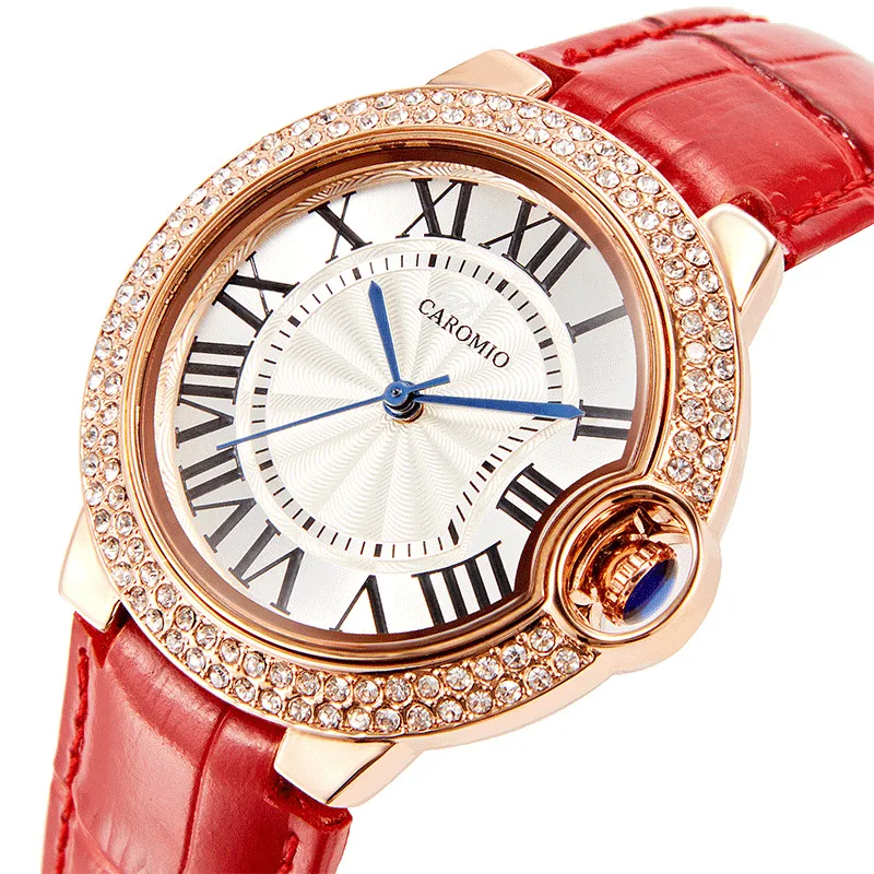 Classic Women Watch Diamond Dial Car-tier Quartz Watches Ladies Female Leather Strap Casual WristWatch Clock Waterproof Gifts