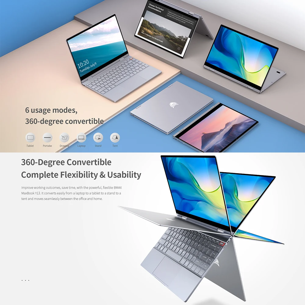 LNMBBS 360 ° ноутбук Ноутбук 13,3 дюймов 8 Гб LPDDR4 256 ГБ SSD 1920*1080 ips сенсорный экран intel N4100 BT5.0 wifi камера Тонкий ноутбук
