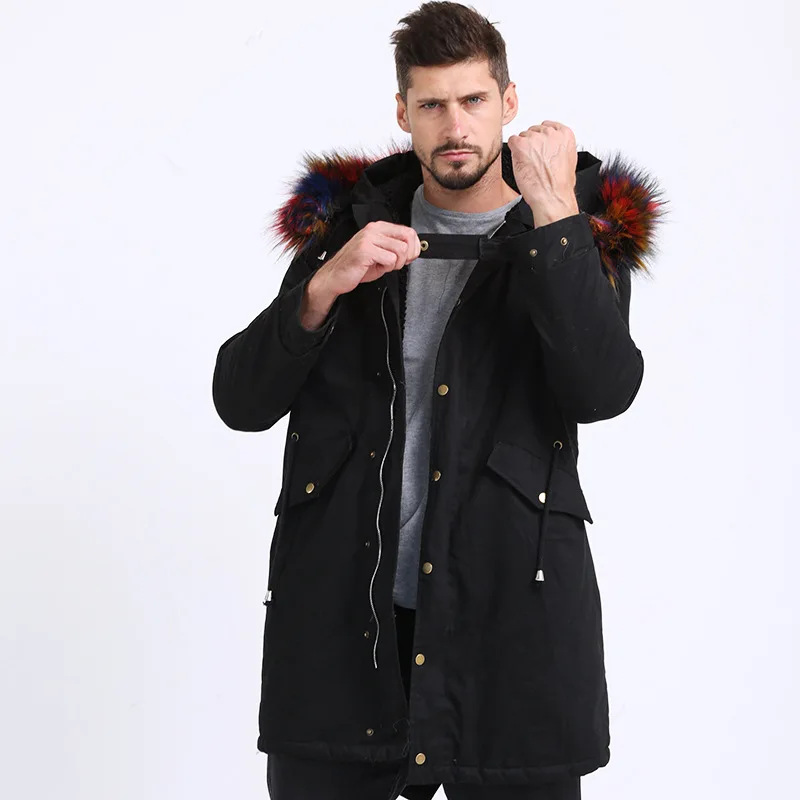 Парка на молнии с отворотами и несколькими карманами мужское зимнее пальто