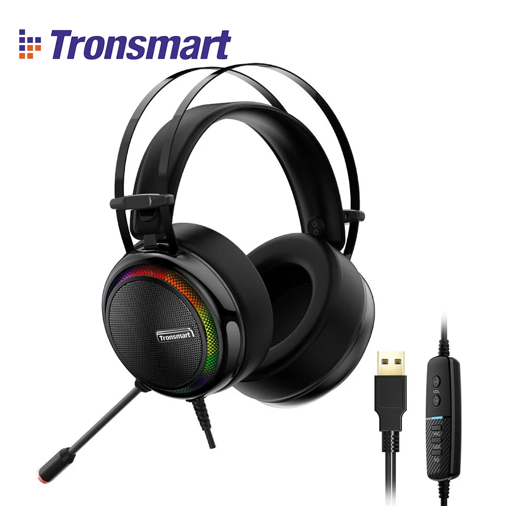 [] Tronsmart Glary Virtual 7,1 стерео звук Игровая гарнитура с красочным Светодиодный подсветкой, usb-порт для nintendo Switch/PS4