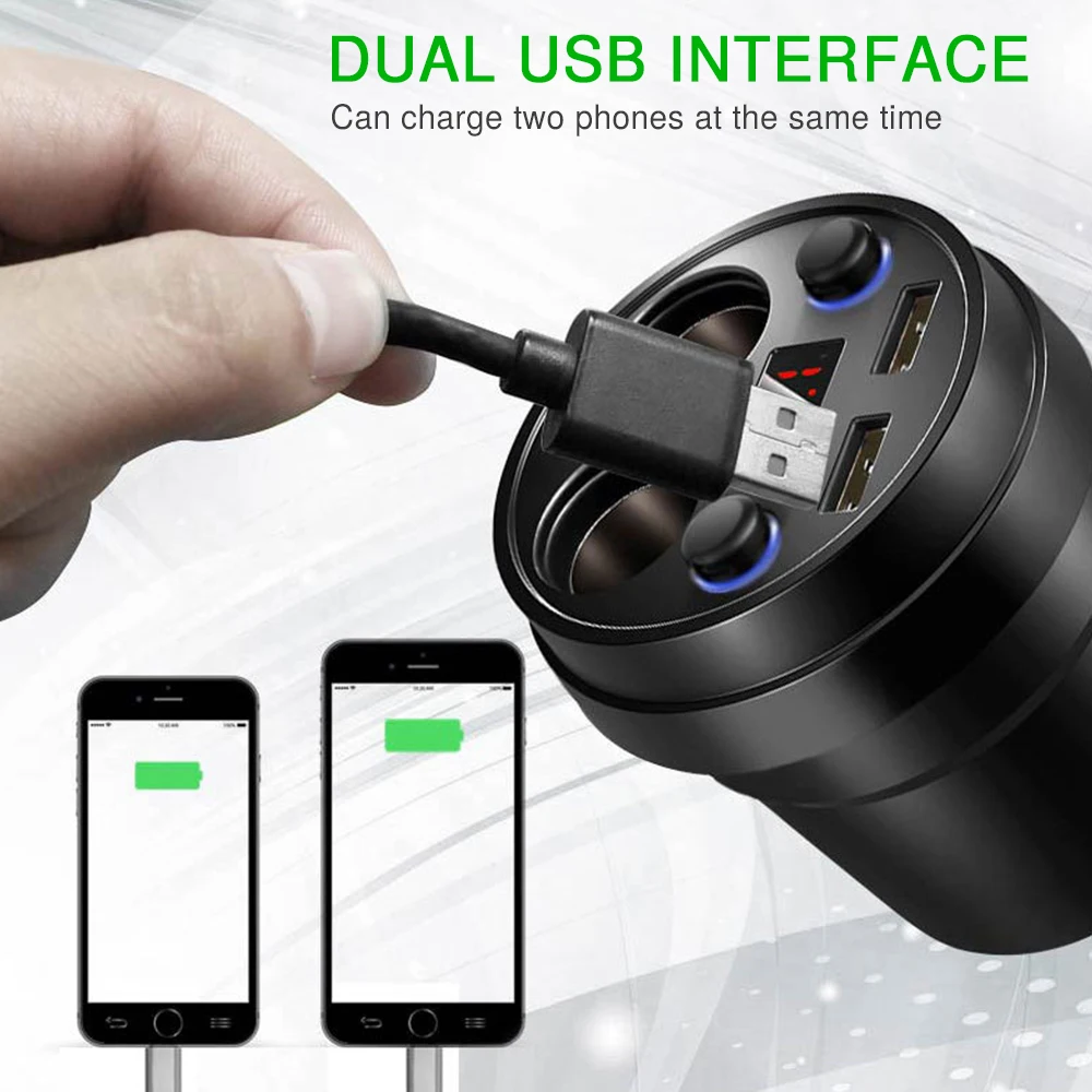 Зарядное устройство в прикуриватель с 2 USB-портами 3 1 А и светодиодным дисплеем