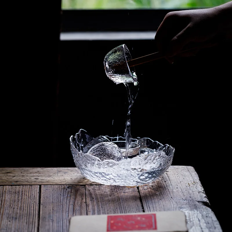 Стеклянная большая чаша для мытья чая инкрустированная Оловянная слива толстое