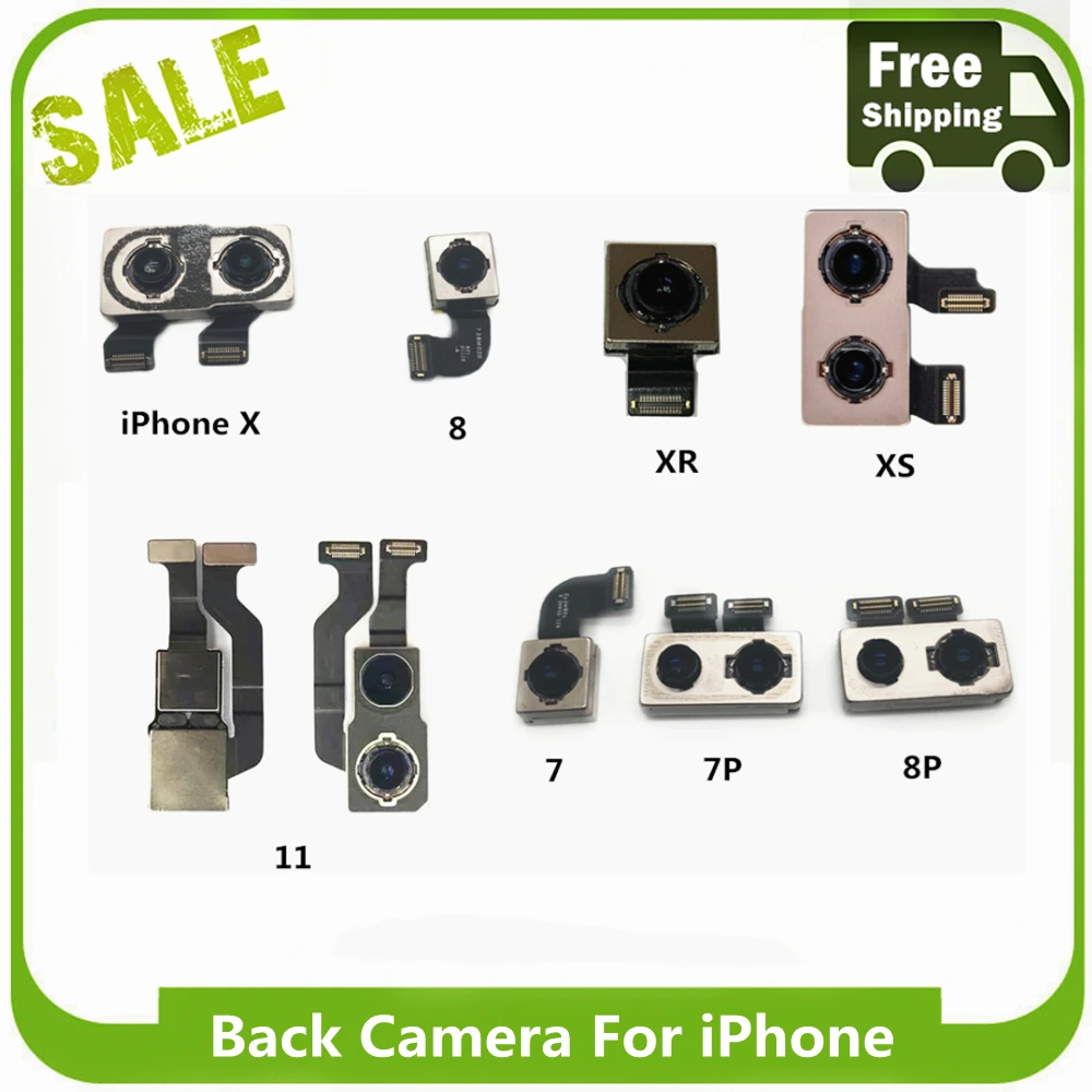 

100% Original Camera For iphone 7 8 Plus Back Camera Rear Main Lens Flex Cable Camera For iphone X XR XS MAX 11 PRO Camera