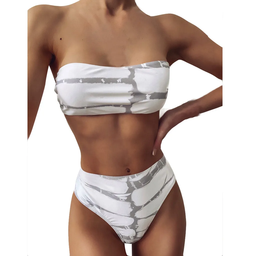 Женское бикини с открытыми плечами 2020 бандо купальник пуш ап бюстгальтер мягкими