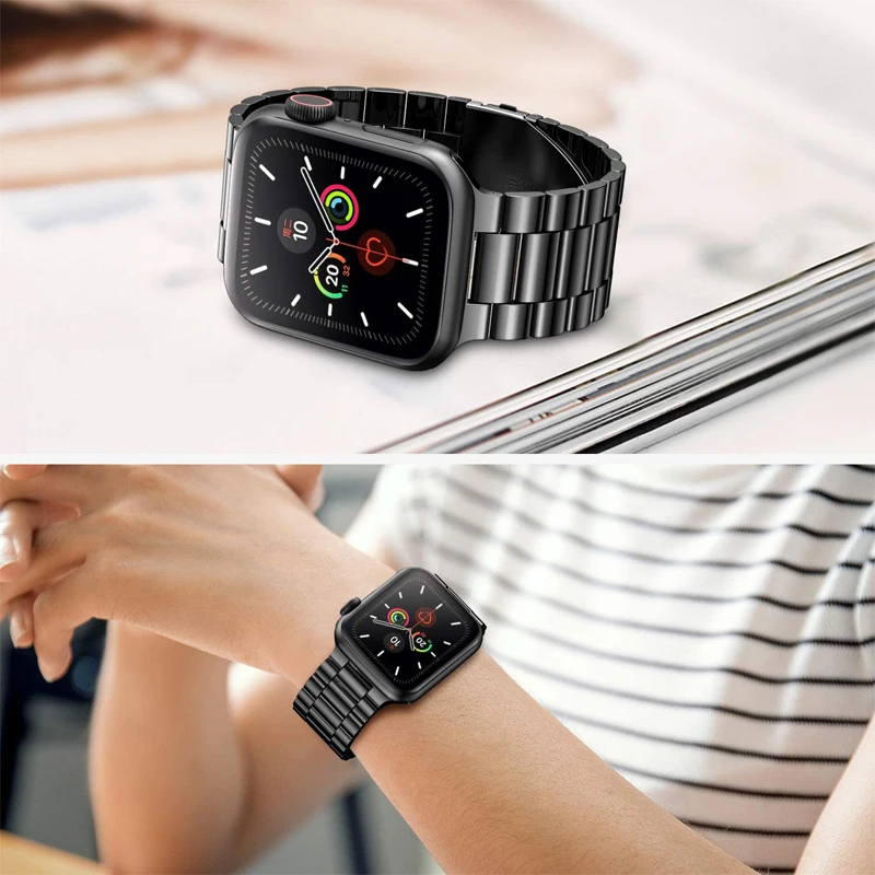 Ремешок из нержавеющей стали для apple watch band 44 мм 40 42 38 металлический браслет iwatch