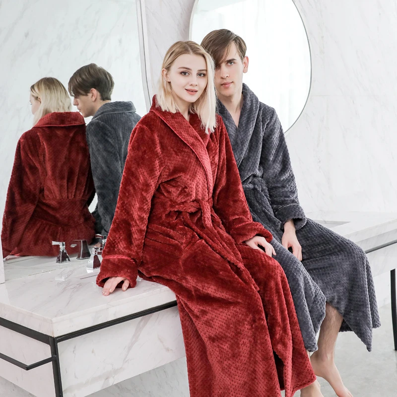 

2020 Long Flannel Bathrobe Home Wear Clothes Dressing Gown Women's Bathrobe Female Coral Fleece Nightdress Women Warm Bath Robes