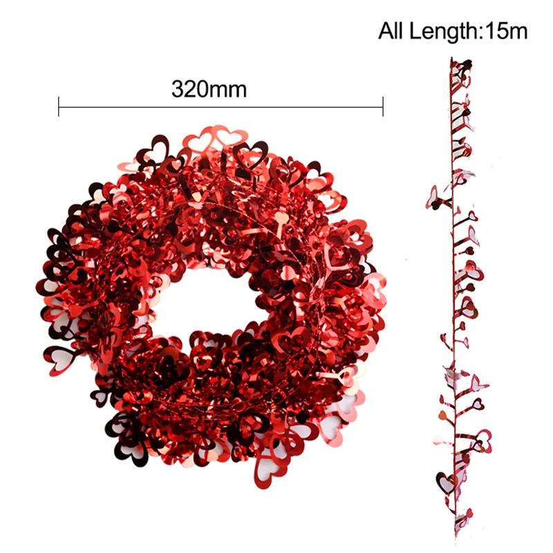 

Garland Valentine's Day Party Wedding Decoration DIY Hanging Love Heart Wreath For Home Wedding Decor 2PCS 1.5M Wire Heart Shape
