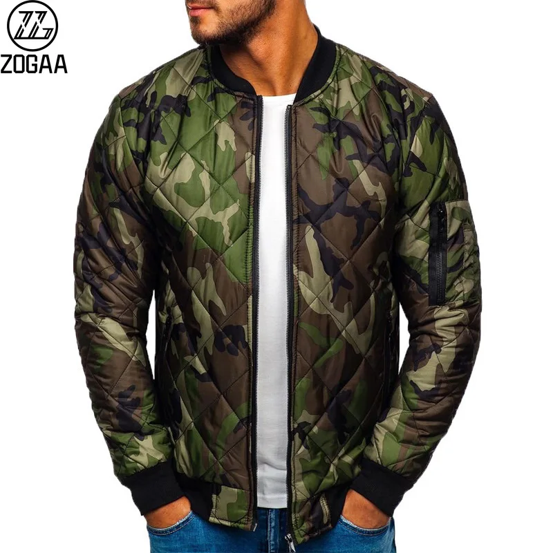 ZOGAA Men's Winter Loose Camouflage Baseball Uniform Windproof Bomber Jacket