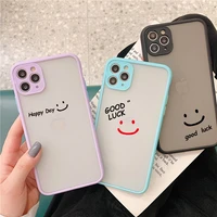 smiley good luck camera protection phone cases for iphone 11 12 13 pro max xr xs max x 8 7 6s plus mini matte shockproof cover