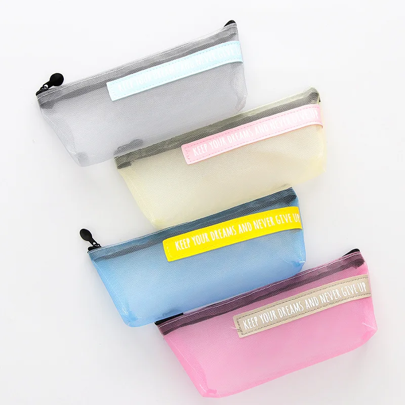 Nylon Gauze Transparent Pencil Case Stationery Storage Box Bag Escalar Papelaria Escolar School Supplies | Канцтовары для офиса и