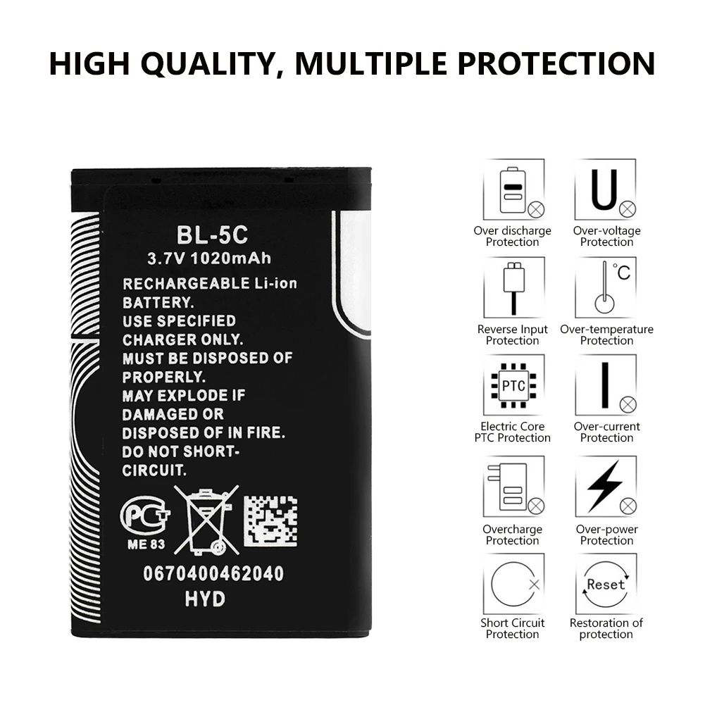 3 7 V BL 5C 1200 мА/ч литий Батарея долгий срок службы батареи сотового телефона BL5C для