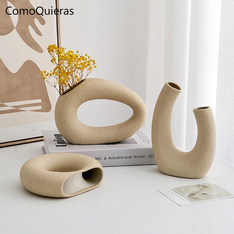 

Настольная ваза цвета хаки с геометрическим рисунком, украшение из керамики в скандинавском стиле для дома, гостиной, спальни