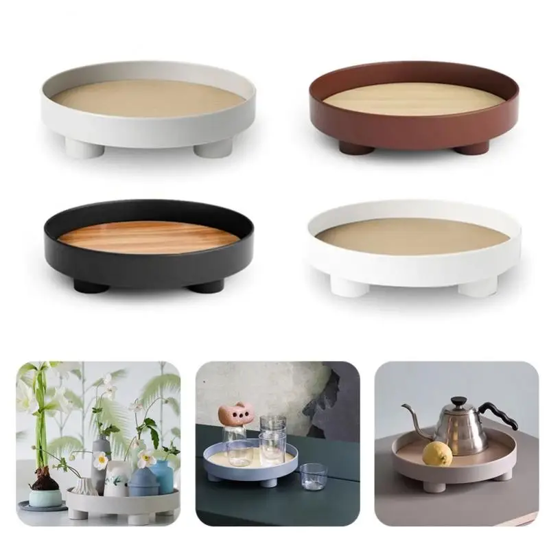 

Nordic Plastic Round/Square Storage Tray Tableware White Ring Tray Decorative Jewelry Desktop Wedding Kitchen Serving Tray