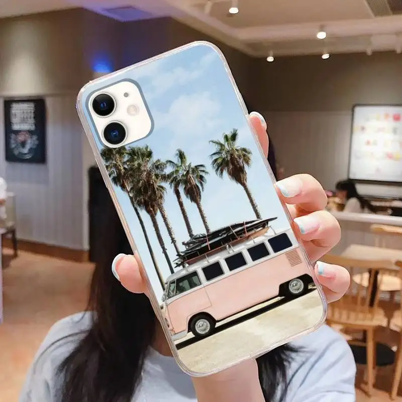 

Combi Van Surf Phone Case For Iphone 5 SE 2020 6 6s 7 8 plus X Xr XS 11 12 Mini Pro Max Transparent Fundas Cover