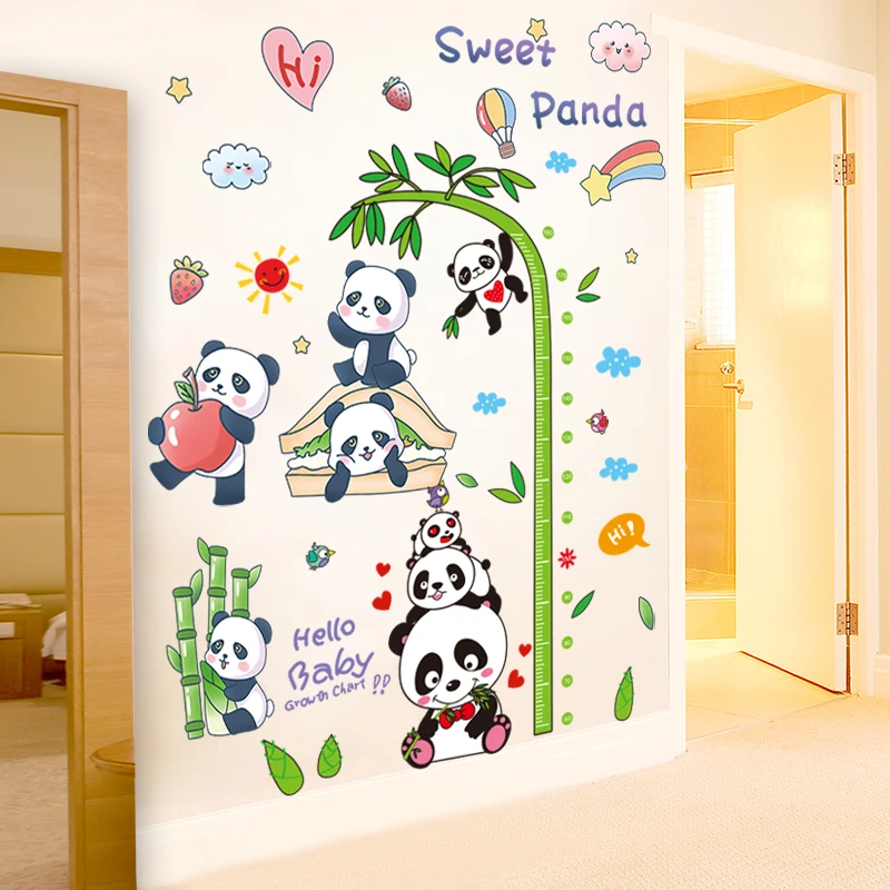 

[SHIJUEHEZI] Pandas Animals Wall Stickers DIY Cartoon Bamboo Wall Decal for Kids Rooms Baby Bedroom Kitchen Home Decoration