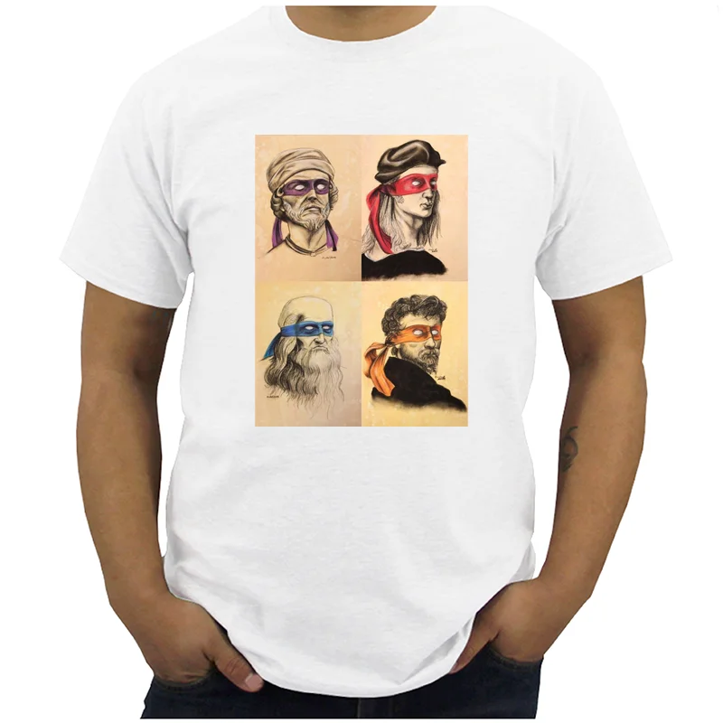 Футболка мужская с коротким рукавом и круглым вырезом смешная принтом черепашек