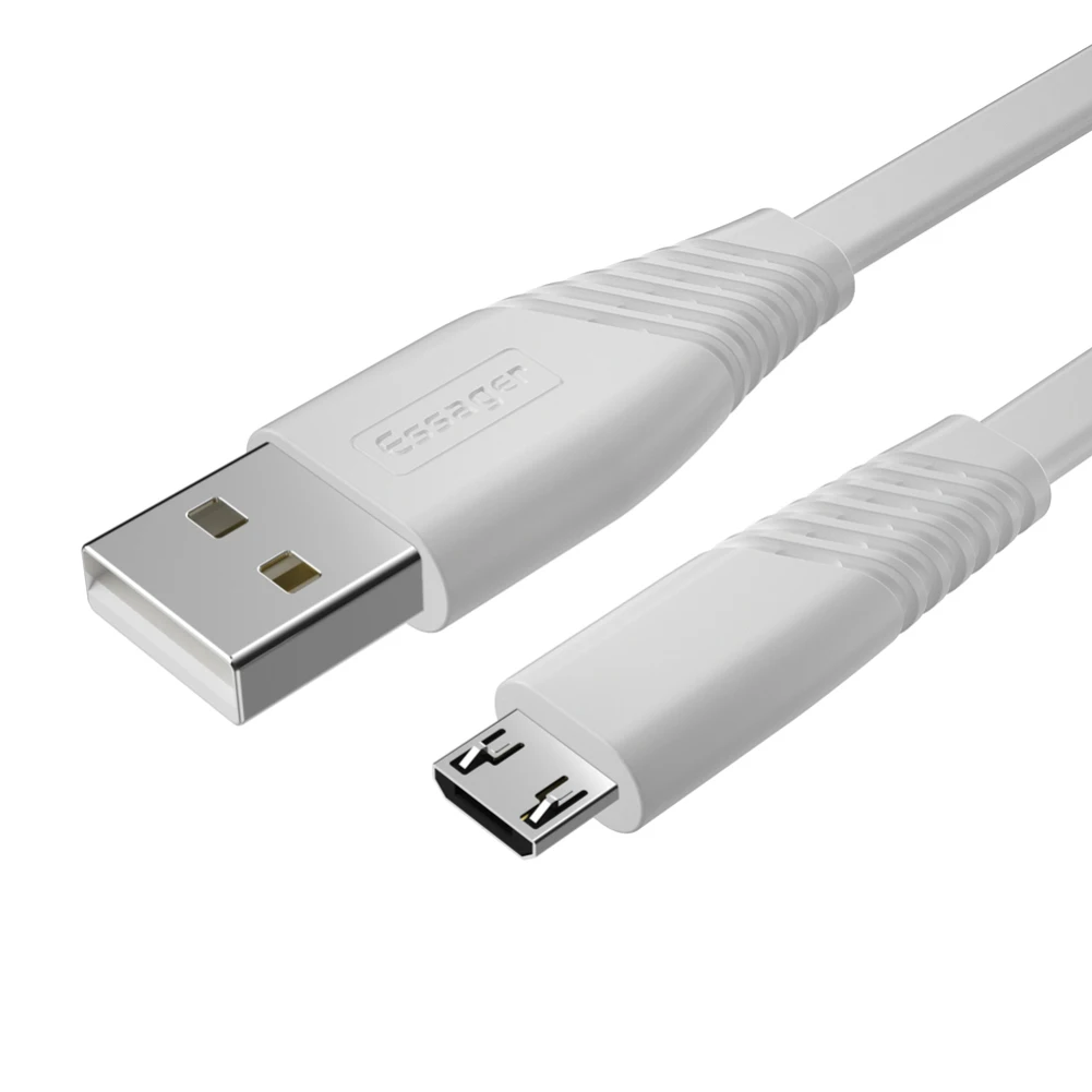 Белый Плоский Micro USB кабель Essager для Xiaomi Redmi samsung 2.4A Быстрая зарядка USB кабель для зарядного устройства для передачи данных кабели для мобильных телефонов Android - Цвет: Белый