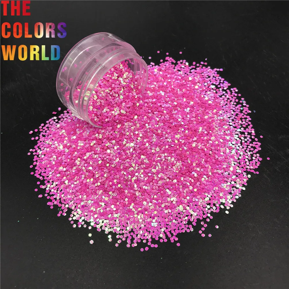 TCI53 Радужный перламутровый цвет Шестигранная форма блеск для ногтей