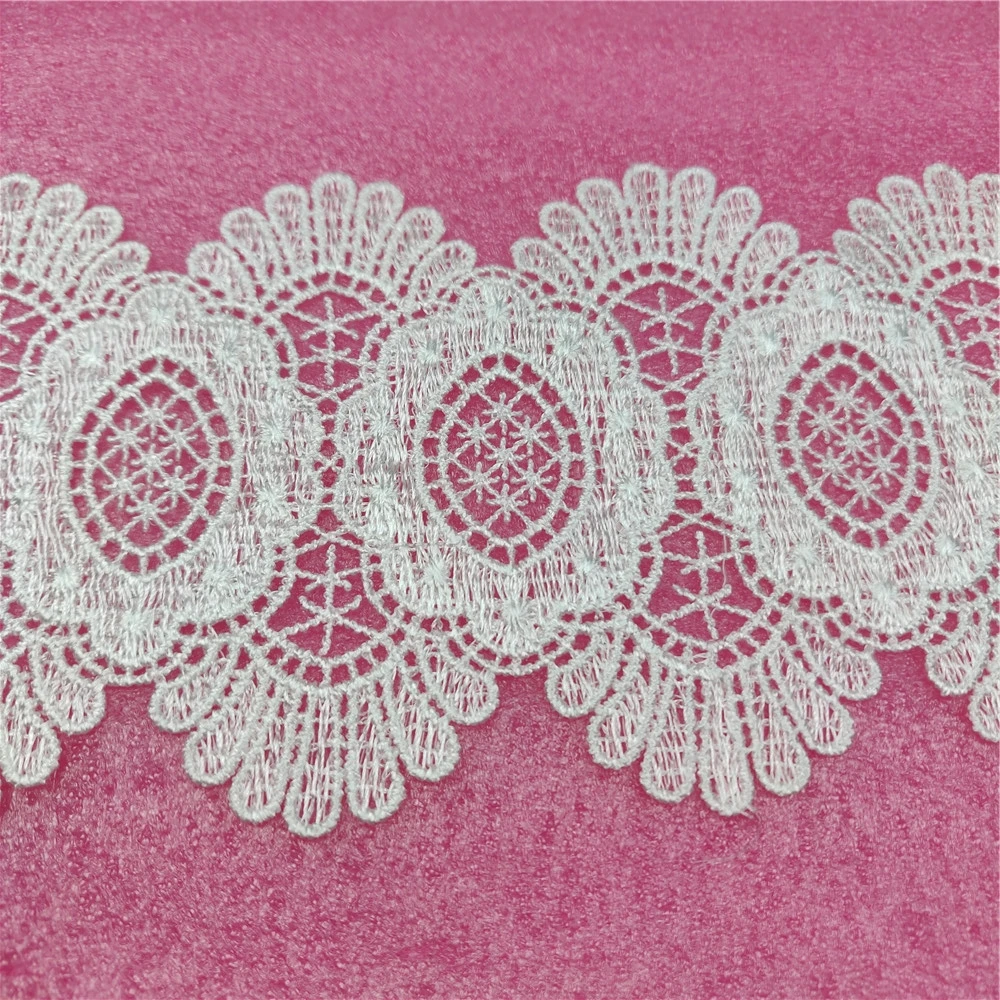 10 см в ширину зубчатый водорастворимый полиэстер Кружева черно-белого цвета