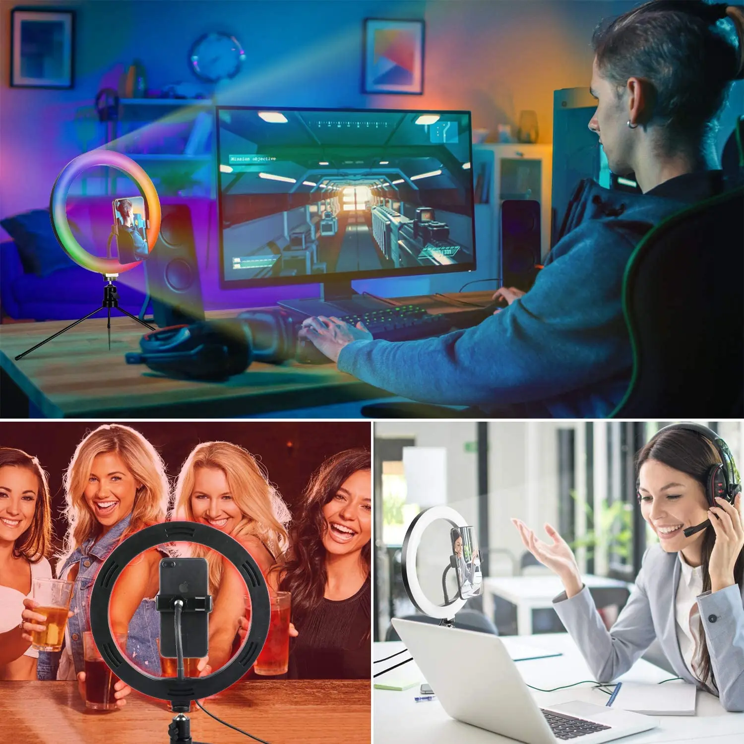 Кольцевая Светодиодная лампа для селфи штатив со штативом с регулируемой