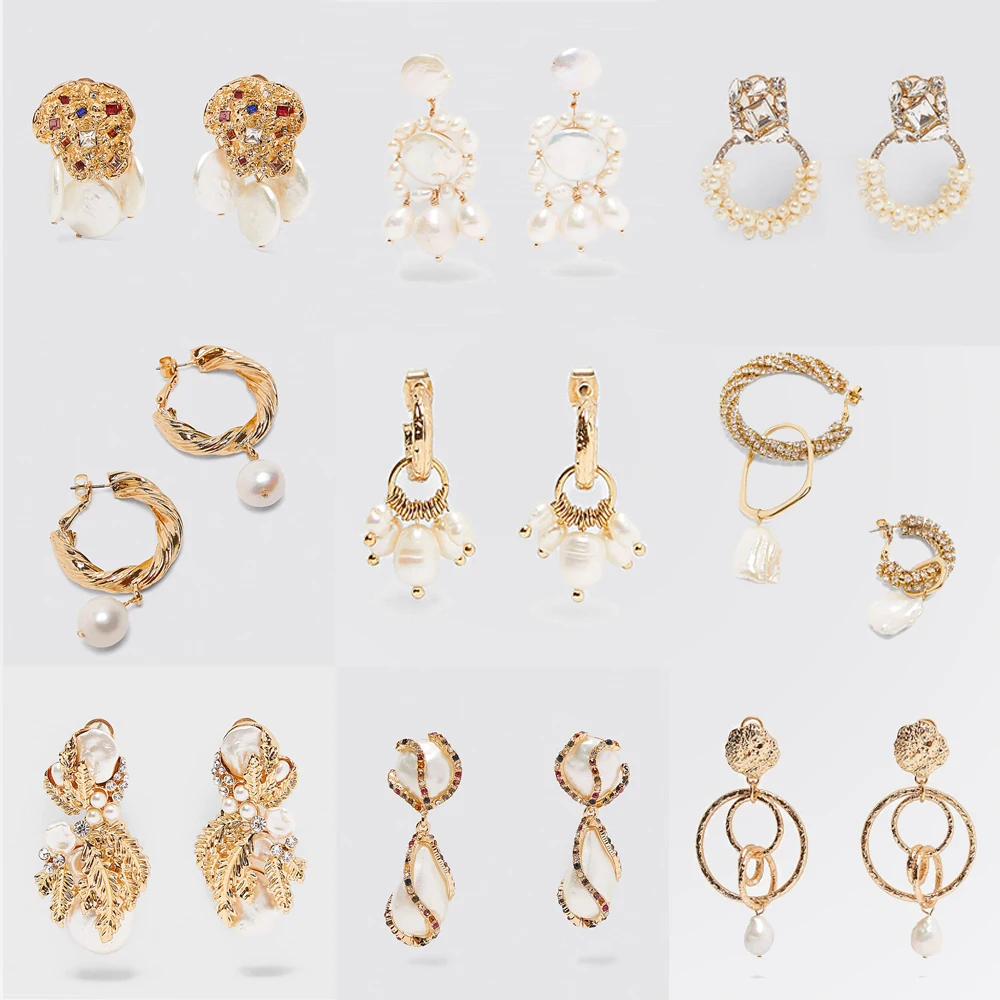 Girlgo Za Новинка подвеска Шарм жемчужные Висячие серьги для женщин бохо макси