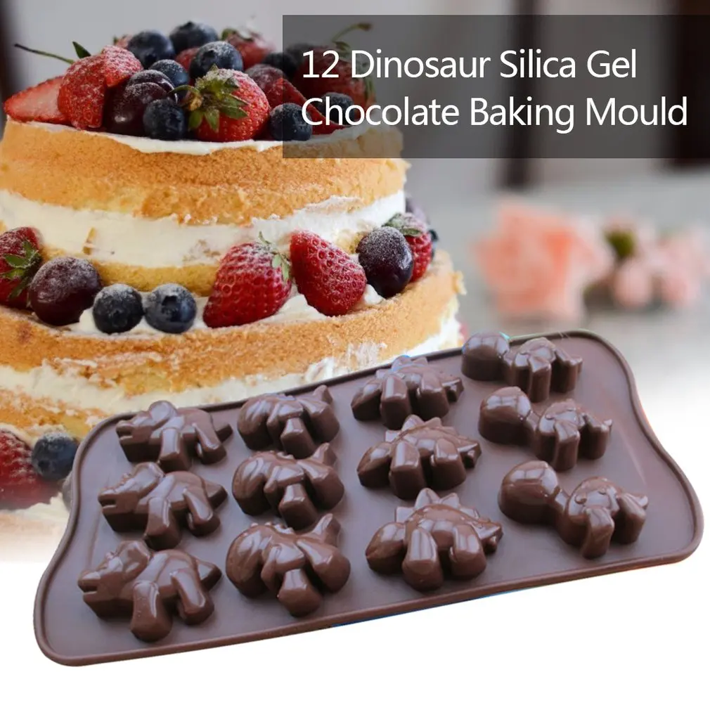 12 Even Dinosaur Silicone Cake Mold Chocolate Diy Cute Animal Cartoon Baking Box Coffee | Дом и сад