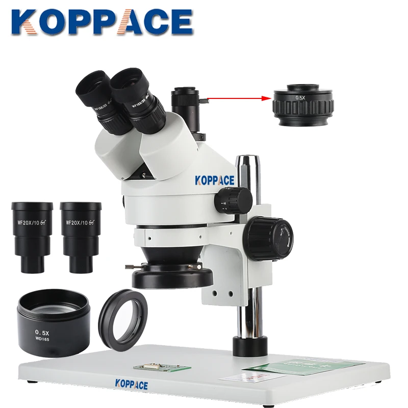 KOPPACE 3.5X 90X большая платформа непрерывный зум Тринокулярный Стерео микроскоп
