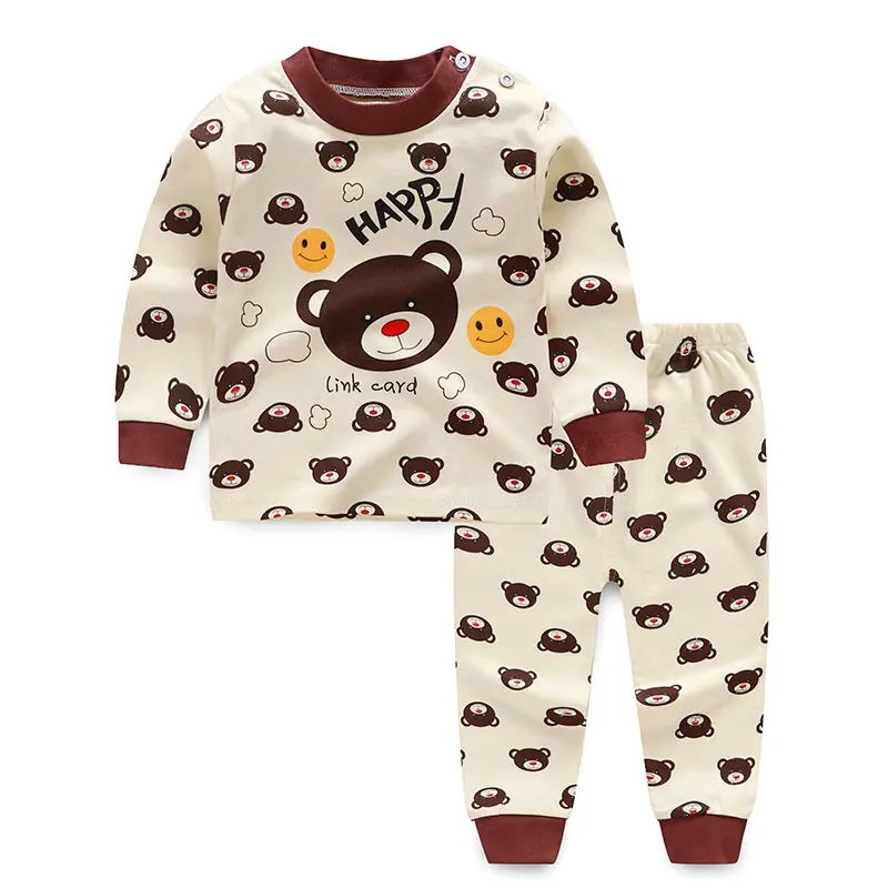 

Cartoon Print Baby Girls Boys Pajamas Sets Cotton Kids Boys Sleepwear Autumn Spring Girls High Waist Long Sleeve Tops+Pants 2pcs