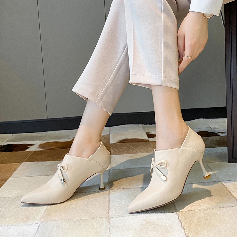 

Spring New Concise Women Pumps Outside High Heels Pointed Toe Kid Suede Bowknot Decoration Women Shoes Drop Shipping %