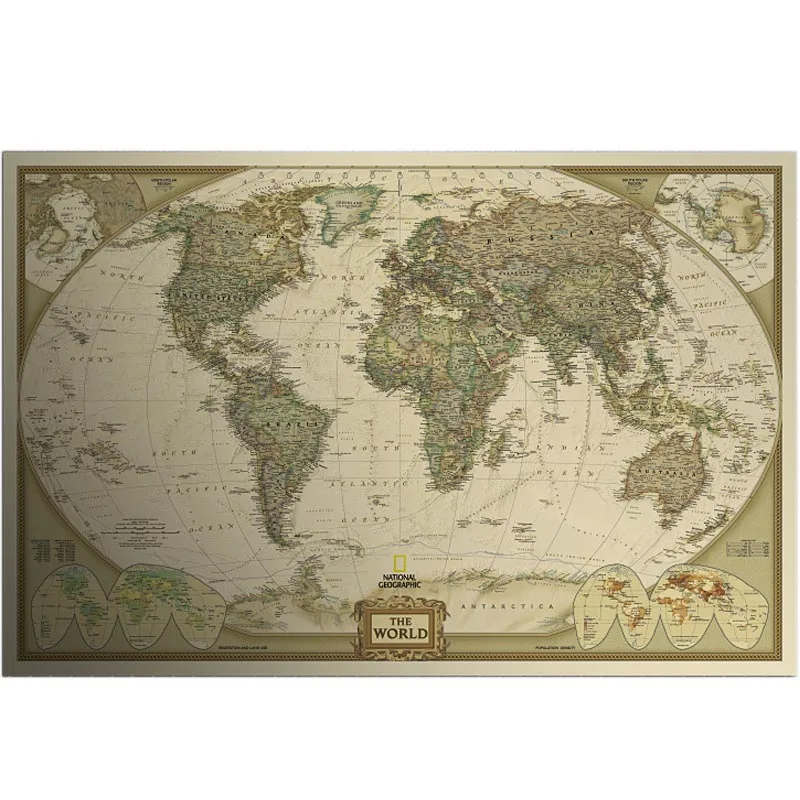 Винтажная карта мира настенные наклейки домашний декор художественная