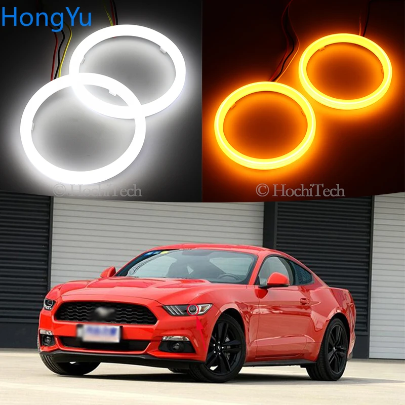 

Cotton Switchback LED White Amber Angel Eye Halo Rings DRL turn signal light for Ford Mustang 2015 2016