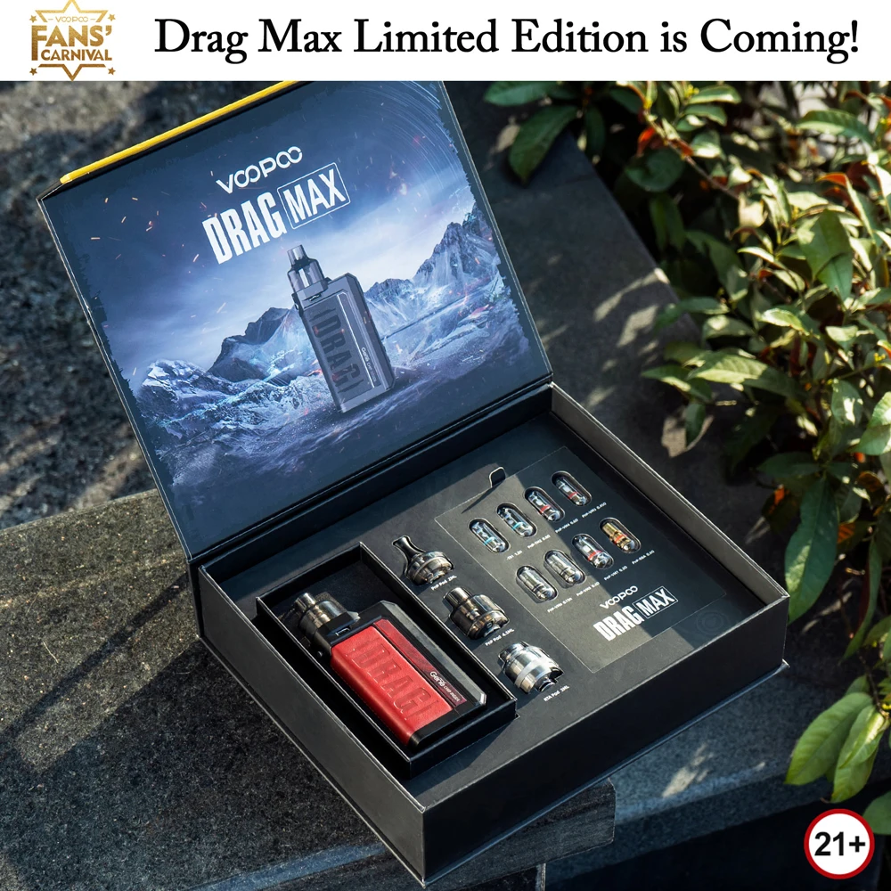 VOOPOO DRAG Max Ограниченная серия Подарочная коробка 177 Вт Vape Mod Kit RTA MTL PnP Pod Tank в рулонах