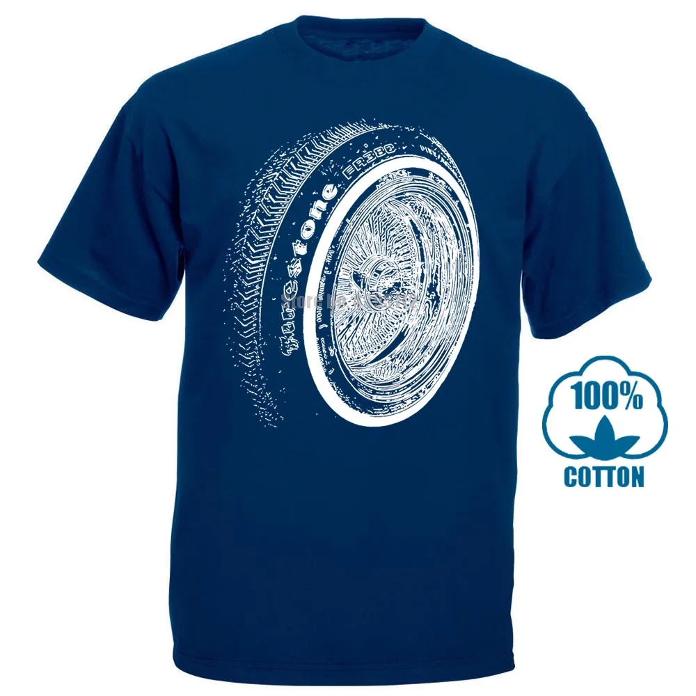 Тёмно-синий Футболка Lowrider 13 Knockoff Wire Wheel - Цвет: Тёмно-синий