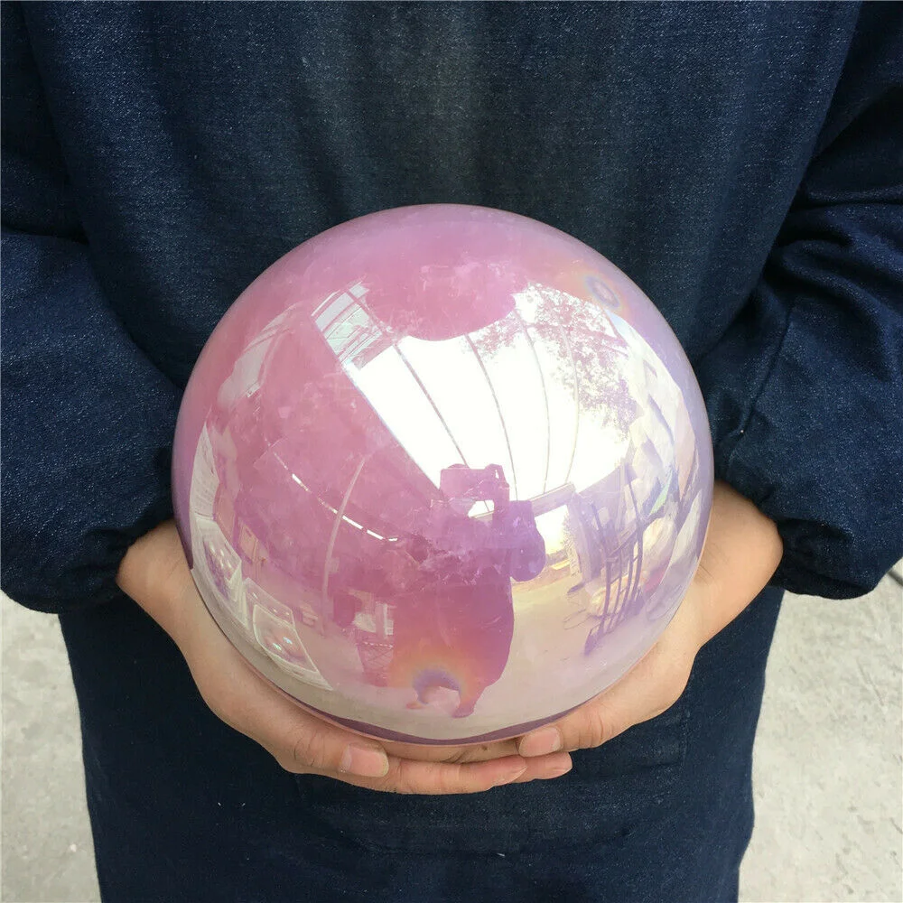 

Rainbow Aura Rose Quartz Crystal Sphere Bismuth Titanium Silicon Ball