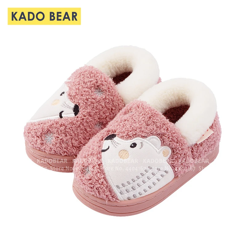 Детские домашние меховые плюшевые тапочки с медведем из мультфильма домашняя