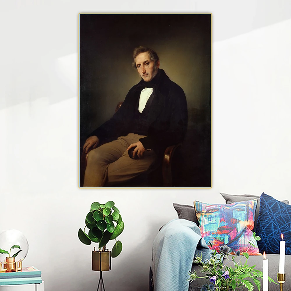 Портрет Алессандро Манцони, холст, масляная живопись, произведение искусства, картина, фон, украшение для дома.