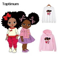 iron on patches for clothing cute afro sisters ponytails thermo stickers diy t shirt heat transfer patches stripe on clothes