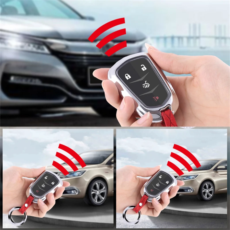 

For Cadillac ATS ATS-L CT6 CTS DTS XT5 Escalade ESV SRX XTS BLS 28TAutoAccessories Durable Suede Leather car key case Full cover