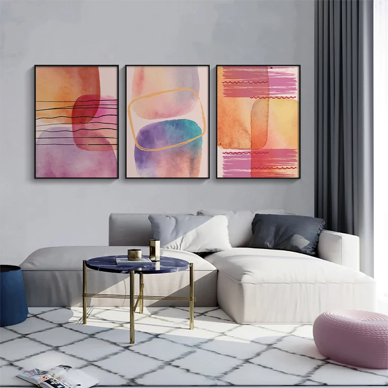 

Abstract Geometric Wall Art Canvas Painting Multicolored Poster Print Scandinavian Decorative Picture for Living Room Home Decor
