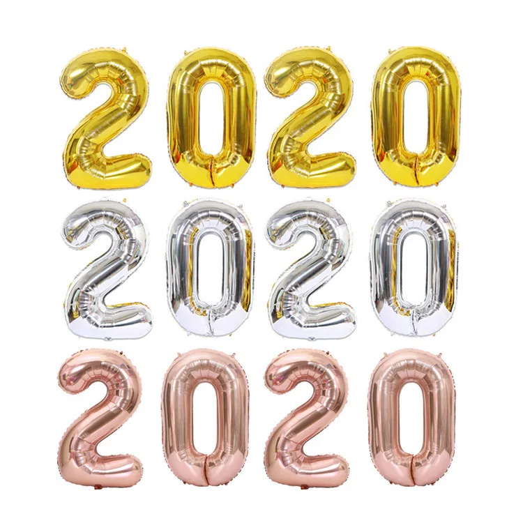 4 шт./лот 32 дюйма 2020 количество фольги шары золото серебро Радуга цифры воздушные