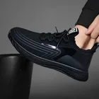 Мужские черные кроссовки с вулканизированной подошвой, сетчатые дышащие осенние мужские кроссовки, мягкие кроссовки на платформе, теннисная обувь, бесплатная доставка, Мужская обувь