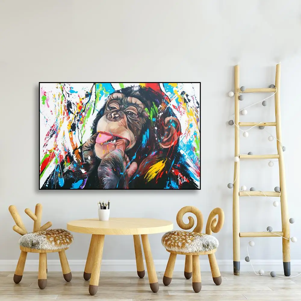 Абстрактная картина на холсте Смешное прекрасное животное орангутан HD печать изображения настенного искусства плакат Декор для детской комнаты спальни дома.