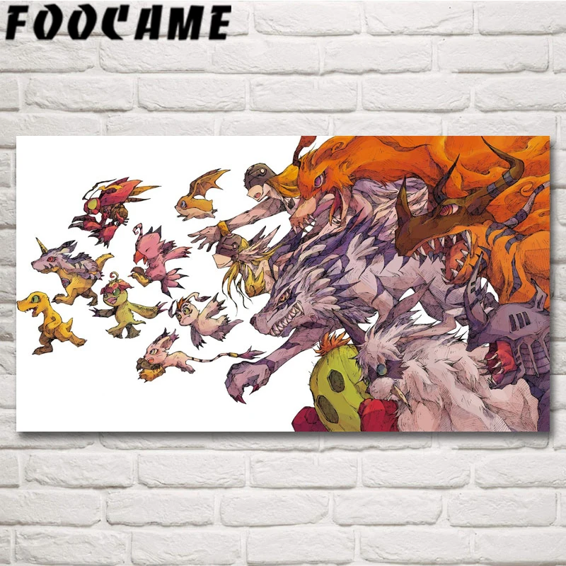 FOOCAME Приключение Дигимонов Angewomon аниме Искусство Шелковый картины настенные