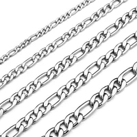 18cm to 60cm figaro link chain jewelry classic curb necklace 3 7 5mm stainless steel silver color chain for men women dropship