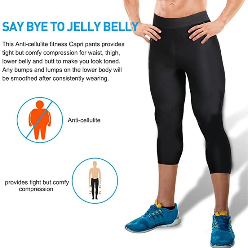 Men Hot Neoprene Sauna Sweat Pants Slimming Body Shaper for Weight Loss Hot Thermo Leggings Workout Pants Sauna Tight Pants Gym