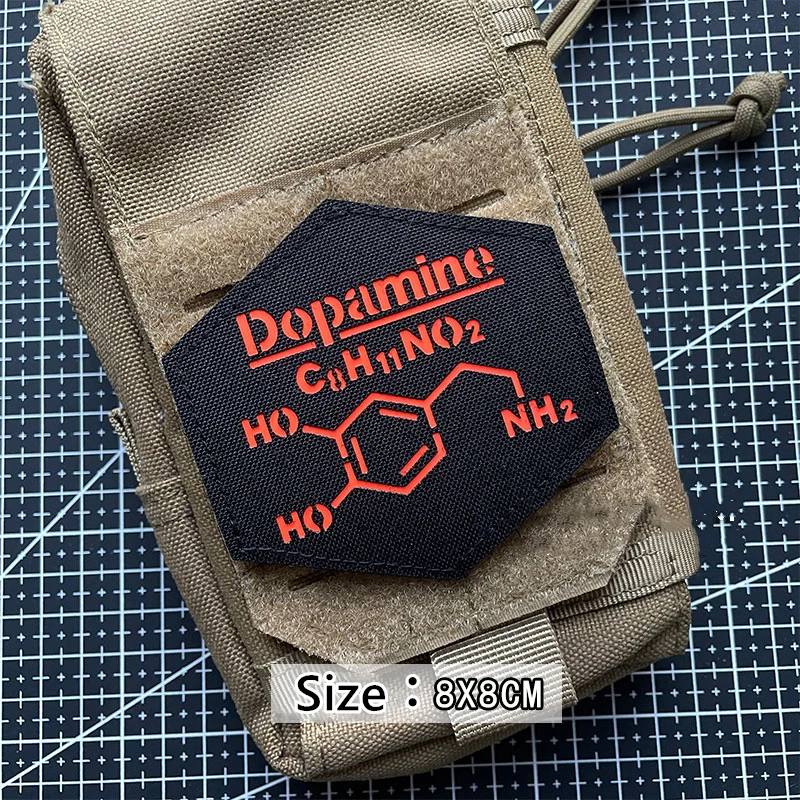 Допамин HO NH2 светящаяся молекула нашивка из нейлона серотонин кофеин химические