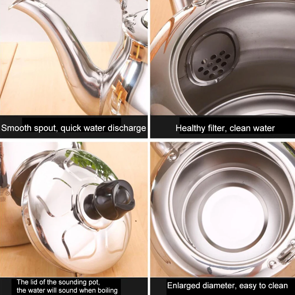 

2L Stainless Steel Whistling Tea Kettle For Gas Stove Induction Cooker With Whistle Water Coffee Kettle With Heat-Proof Handle