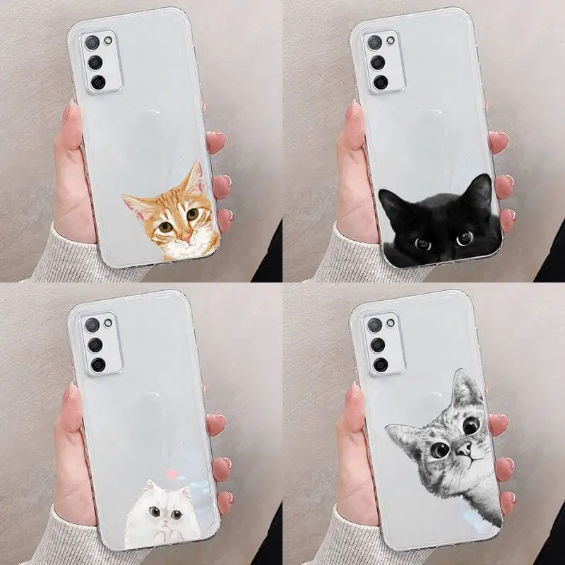 

Cat Phone Case Transparent For oppo RENO A 1 2 3 4 5 7 8 Z 2Z SE ACE PRO moible bag